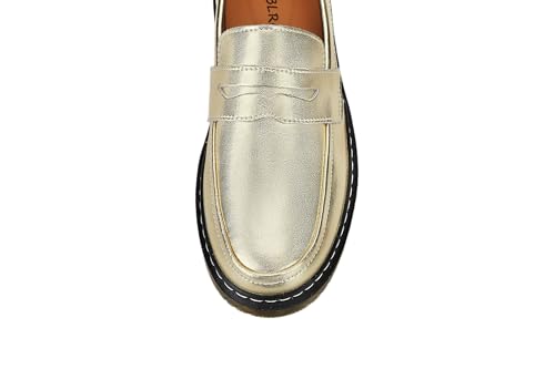 CLAKBLRG Women's Leather Loafers Lightweight Breathable Slip On Shoes Flexible Comfort Driving Moccasins Gold,6.5 US by CLAKBLRG - Used condition - Image 5