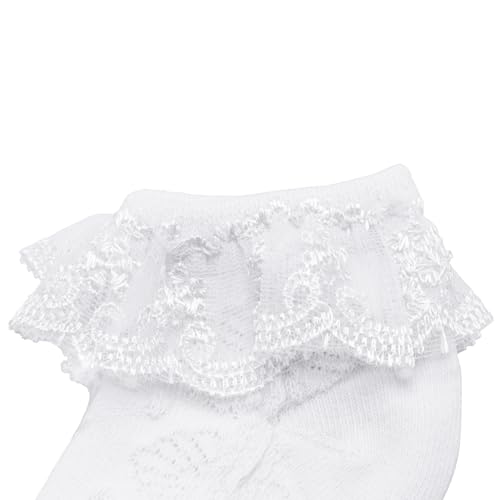 Looching Baby Girl Lace Socks Cute Eyelet Frilly Ruffle Cotton Ankle Summer Dress Socks for Infant/Newborn/0-5T2