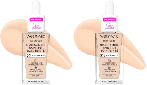 Image of wet n wild Bare Focus Skin Tint, 5% Niacinamide Enriched, Buildable Sheer Lightweight Coverage, Natural Radiant Finish, Hyaluronic & Vitamin Hydration Boost, Cruelty-Free & Vegan - Fair Beige