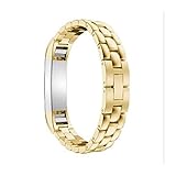 SUIYUAN Stainless Steel Accessories Strap Fashion Smart Watch Replacement Wrist Bands for Fitbit for Alta for HR Sport Strap (Band Color : Gold for Fitbit Alta)