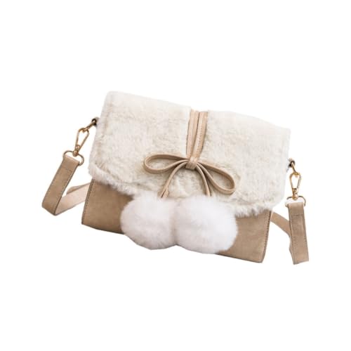 Sac bandoulière en peluche blanc au design élégant doté d'un nœud