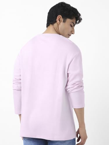 Image of Urbano Fashion Men's Textured Round Neck Oversized Full Sleeve Cotton T-Shirt