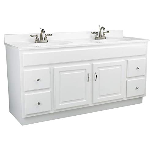 Design House 541078 Concord 2-Door 4-Drawer Bathroom Vanity Without Top, Brazilian Pine Wood and Enhanced Stability, Unassembled, 60 inch, White