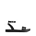 DREAM PAIRS Women’s One Band Ankle Strap Buckle Flat Sandals,Size 5.5,All Black-Pu,ELENA-5