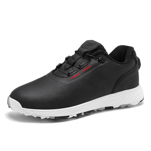 Zapatos de golf sin clavos JiuQing unisex de piel blanda para entrenamiento de color negro