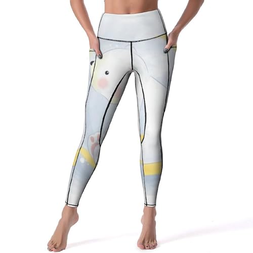 Legging de sport ours mignon pour femme pantalon de yoga fitness gym taille haute en taille S