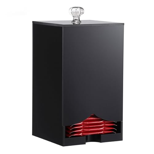 SUMTree Elegant Black Acrylic Tea Bag Caddy, Dispenser with Lid for Herbal Tea, Organiser for Sugar Sachets and Coffee Bags, 8.2*14.3cm