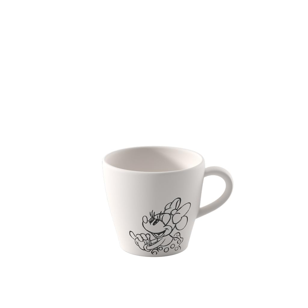 Villeroy & Boch Manufacture Rock Blanc – Mickey Mouse – Coffee Cup, White, Dishwasher-Safe & Microwave-Safe, Slate Look in White with Disney Mickey Mouse Chalk Decoration, Premium Porcelain