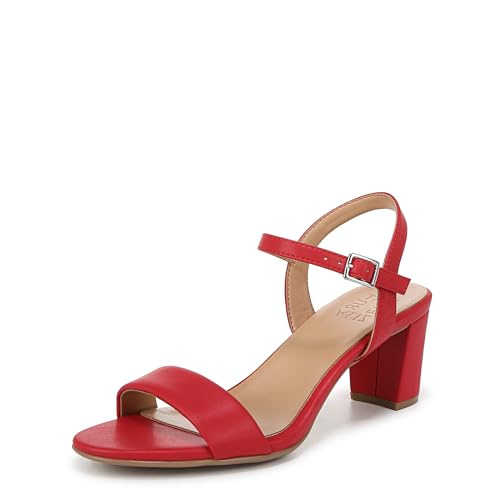Naturalizer Womens Bristol Ankle Strap Block Heel Dress Sandal Crimson Red Smooth 9.5 M