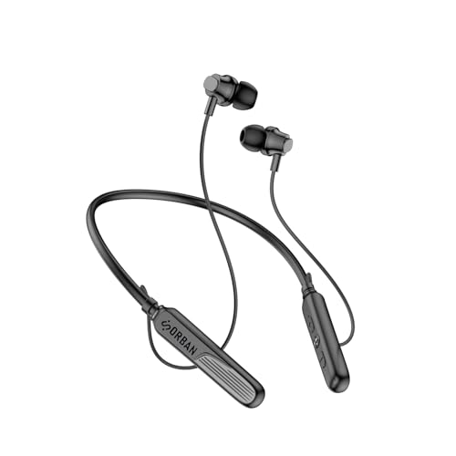 Image of ORBAN B21 Bluetooth Neckband Wireless Earphones | 60H Battery Backup, Fast Charging, IPX7 Waterproof | Dual Pairing, Low Latency, Magnetic Earbuds with Mic for Calls & Music