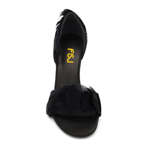 FSJ Women D'Orsay Kitten Low Heels Pumps Closed Pointed Toe Comfort Slip-On Feather Sandals Ladies Work Party Satin Dress Shoes Size 4-16 US4