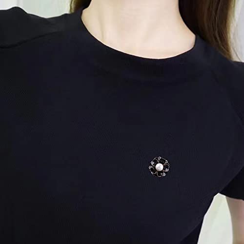 Image of Women Camellia Flower Pearl Enamel Brooch Pins for Ladies Jewelry Fashion