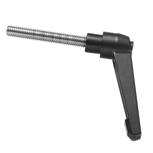 Image of uxcell Adjustable Clamping Lever Handle M8 x 50mm Metric 304 Stainless Steel Male Threaded Stud Hand Knobs Push Button Ratchet Rotating Screw Handles Bolts with Locking Lever Black