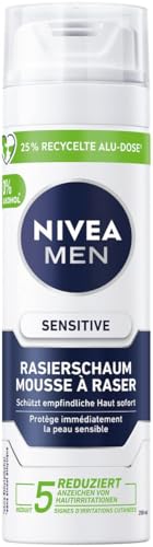 NIVEA MEN Sensitive Rasierschaum für Männer (200 ml), reichhaltiger Schaum mit Kamille und Vitamin E für eine sanfte Rasur, schützende Formel gegen Hautirritationen