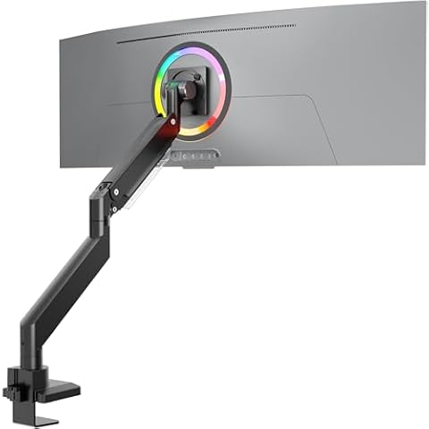 ONKRON Heavy Duty Monitor Arm for 17-57 Inch Screen up to 59.4 lbs, Full Motion Monitor Mount Gas Spring 75x75-200x200 VESA Monitor Desk Mount Single/Computer Monitor Arm Desk Mount Black Cover