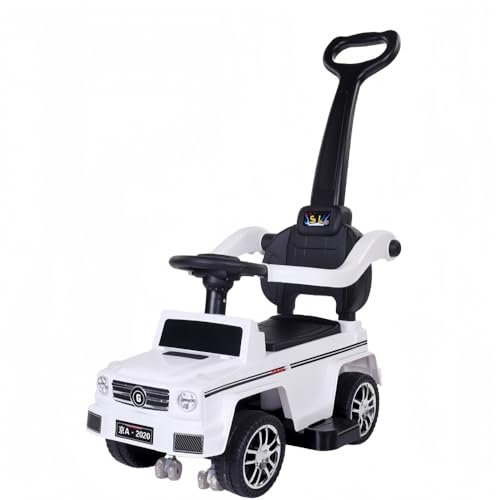 MORLU乗用玩 具手押し背もたれ ステップ 転倒防止ストッパー収納 多機能足けり 押し車 子供用玩具 1〜6歳 男の子と女の子 りもの 軽量タイプ屋外、遊び (ホワイト,スクーター + ハンドル)