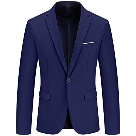 Men's Slim Fit Casual Suit Blazer Jacket One Button Lightweight Sport Coats Formal Dress Daily Business Suit Jacket, Navy Blue, S Cover
