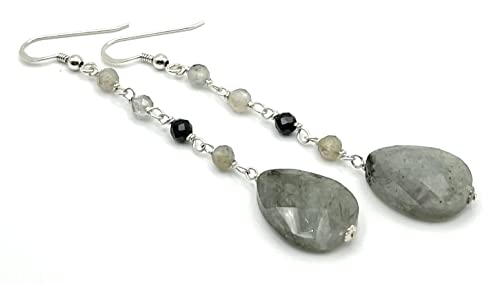 Boucles d'oreilles labradorite en argent 925 anti-allergie - 4