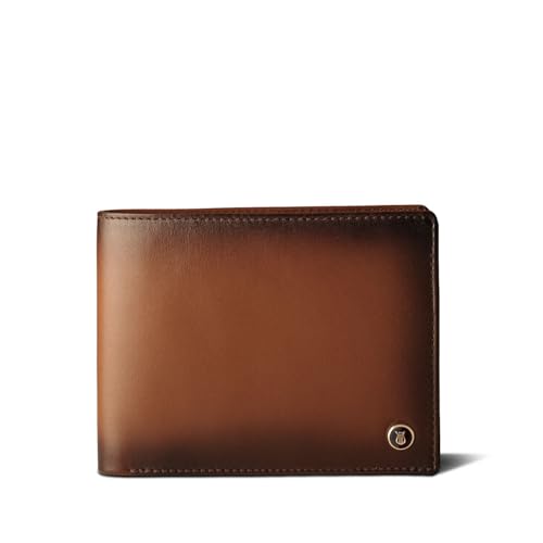 Image of LAPIS BARD Unisex Leather Ducorium Bi Fold Evening Wallet with Additional Sleeve Cognac, Brown