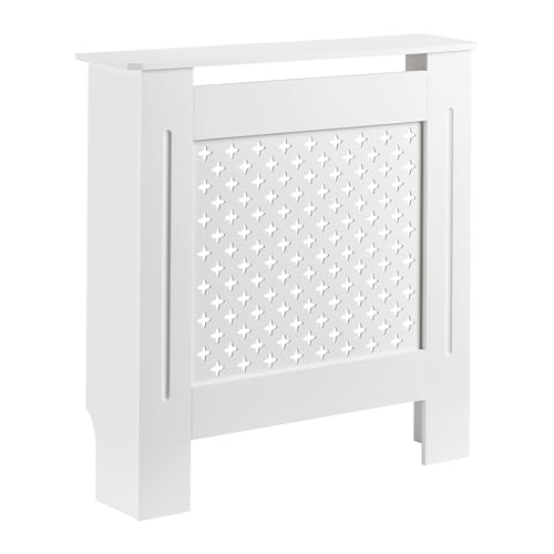 Toboli Cubreradiador Blanco 78 x 19 x 82 cm Estilo Oxford diseño Decorativo Compacto Protector radiador para salón Pasillo niños Mascotas Mueble embellecedor calefacción hogar Interior