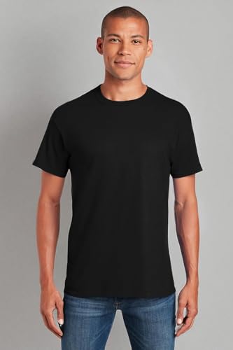Gildan Men's Heavy Cotton T-Shirt, Black, Large. (Pack of 6)2