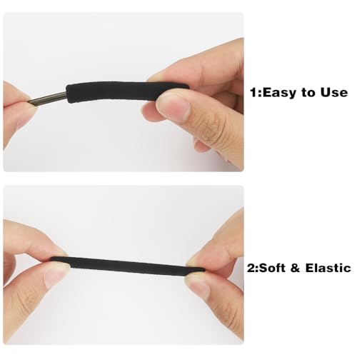 Almofada de orelha para óculos, 2 pares de almofadas de orelha pretas de algodão macio de tricô, alm