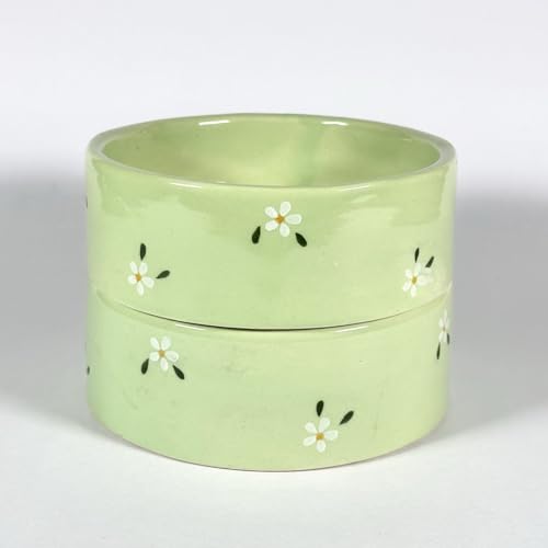 Image of SNS Handmade Ceramic Serving Bowl Set (Pack of 2) | 300 ML Capacity | Microwave Safe Cute Aesthetic Snack, Salad, Cereal, Dessert & Soup Bowl | Premium Kitchen & Breakfast Bowl (Daisy Drift Bowl)