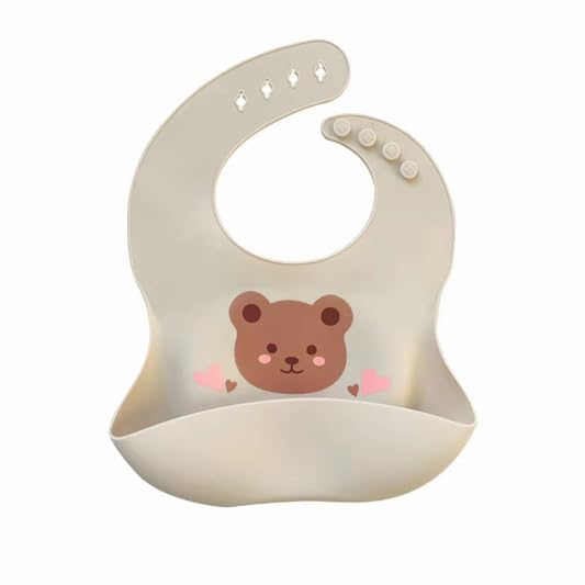 Image of Silicone Bib for Baby | Waterproof Silicone Baby Bib for Feeding with Crumb Catcher | Adjustable Neckline with Buttons | Washable & Reusable | Suitable from 6 to 36 Months
