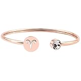 Ensianth, bracciale con segno zodiacale, in semplice oro rosa, regalo di compleanno per donne e ragazze, acciaio inossidabile, cod. UK-0211