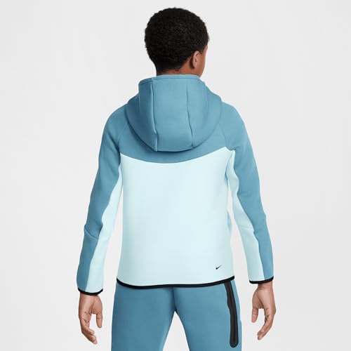Nike Sportswear Tech Fleece Big Kids' Full-Zip Hoodie (HV5867-476, Glacier Blue/Smokey Blue/Black/Black)2