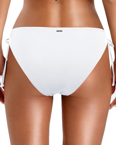 Image of Zmart Women's String Tie Side Bikini Bottoms - Adjustable Low Rise Swimsuit Bottom Moderate Coverage Bathing Suit