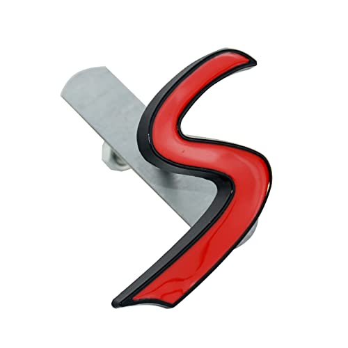 Emblema de letra S rojo brillante con placa de sujeción para parrilla delantera