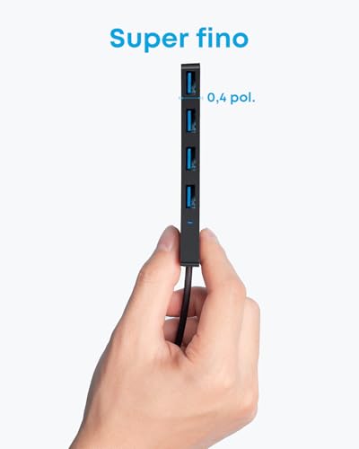 Anker Hub USB 3.0 de 4 portas, hub USB de dados ultrafino com cabo estendido de 60 cm [carregamento