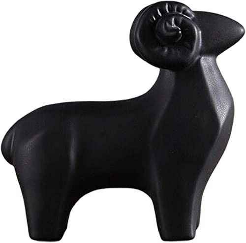 Figura Decorativa de Oveja de Cerámica Negra Tamaño M