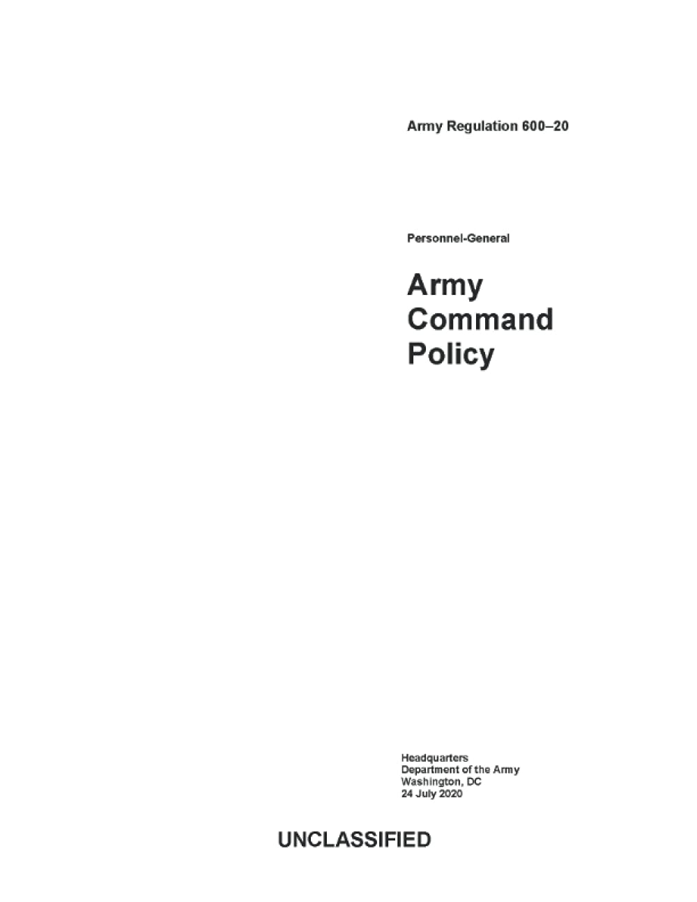 Army Regulation 600–20 Army Command Policy