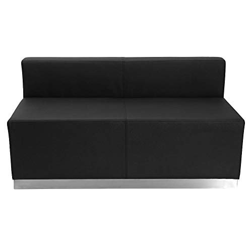 Flash Furniture Hercules Alon Series Black Leathersoft Loveseat With Brushed Stainless Steel Base #TOP2