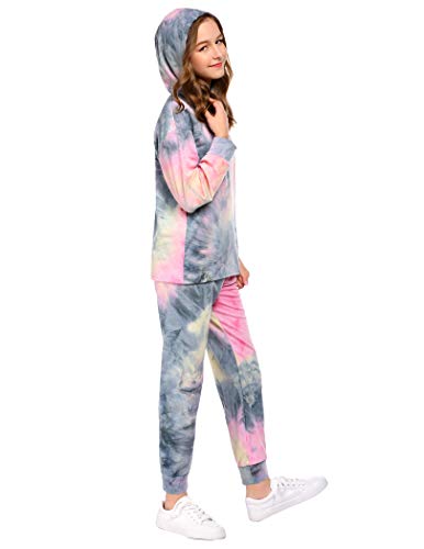 Arshiner Tie Dye Sweat Set For Girls-Casual Sweatsuit Kids Tie Dye Jogger Set #TOP1