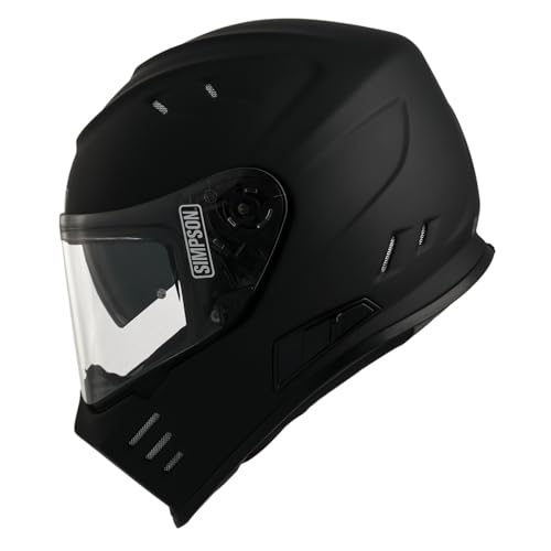 Image of Simpson Venom Matt Black Motorcycle Helmet. Full Face Motorbike Helmet. Twin Visor. ECE 22.06