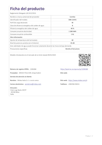 Miniatura 7 de Comfee D80-15efg-Es Calentador De Agua Eléctrico Vertical, Wi-Fi, Control Remoto Por Smartphone, Montaje En Pared Sin Necesidad De Taladrar, 80 L, Tamaño Compacto, Fácil De Instalar