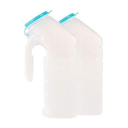 Male Urinal with Glow in The Dark Lid (2 Bottles) 32 Oz Urine Bottles for Men - Pee Bottles for Hospitals, Emergency and Travel