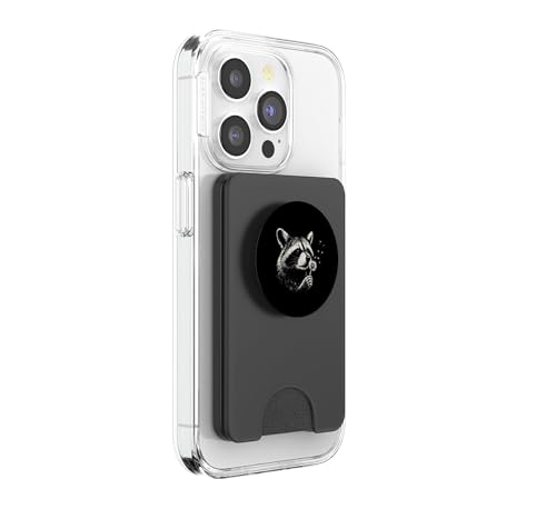 Motif drôle de Pissenlit avec Inscription « Raccoon Blowing Wishes » PopSockets PopWallet pour MagSafe – vue 4