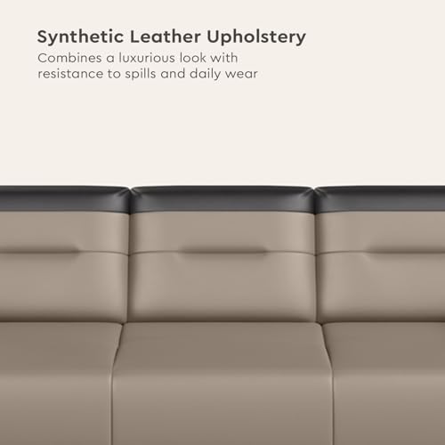 Interio by Godrej Vespera 3-Seater Synthetic Leather Sofa | 3-Years Warranty, Solid Wood, Peanut and Black - Image 6