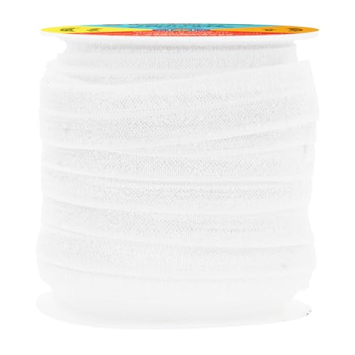 Mandala Crafts Cinta elástica plegable para corbatas, lazos para el pelo, diademas, costura (blanco, 1,5 cm, rollo de 5/8 pulgadas, 20 yardas)