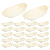 NIYANGLE 50 Bandejas Desechables de Madera Natural 6 Pulgadas, Bandejas para Servir Comida y Aperitivos, Platos Tipo Barco para Sushi, Papas Fritas y Catering en Eventos y Picnics