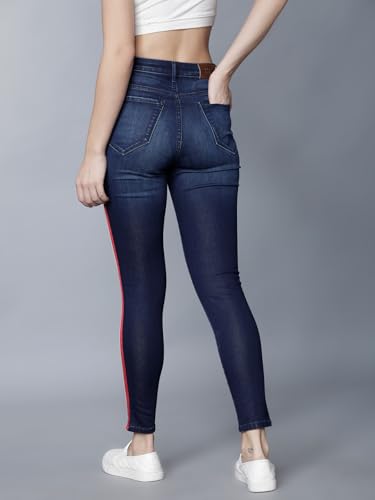 Image of Tokyo Talkies Women's Super Skinny Fit Cropped Jeans | Stretchable Mid-Rise Jeans Pant