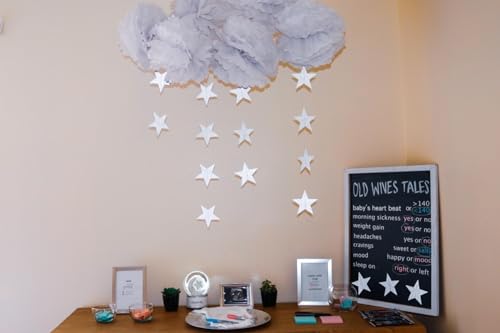 Image of 3-Pack Silver Star Garland Banner - Twinkle Twinkle Little Star Decorations for Christmas, Baby Shower & Birthday, 4-Inch Stars, 13 Feet Long, Holiday Party Hanging Decor