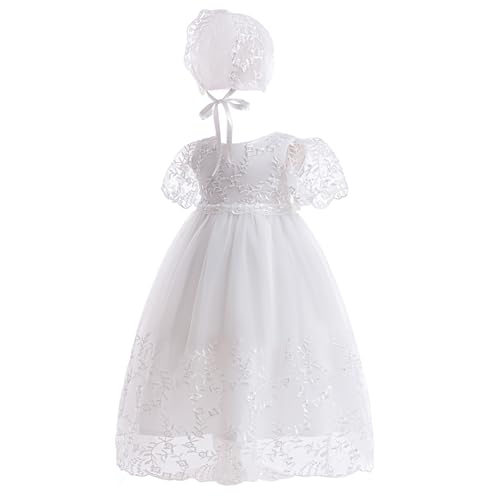 Baby Girls Baptism Dress Christening Lace Floral Embroidered Gown Outfit for Infant Toddler