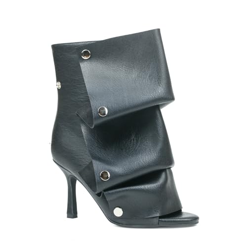 Winforea Women Open Toe Stiletto Heels Ankle Boots Ladies Wrinkles Back Zipper Buttons Boots4