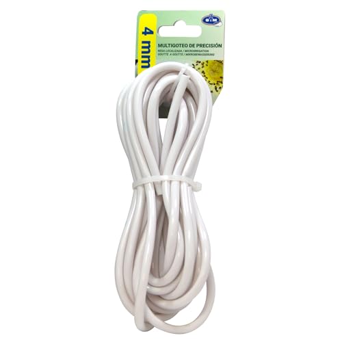 S&M 541216 – Microtubo Flexible Blanco Ø 4 mm x 5 Metros Longitud para riego por Goteo | Diámetro Interior de 4 mm; Exterior de 6 mm | Longitud: 5 Metros | Color: Blanco