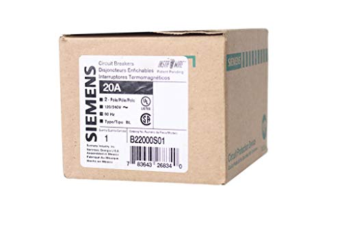 SIEMENS SIEB22000S01 SIE B22000S01 2P 20A Bolt ON CB, Black